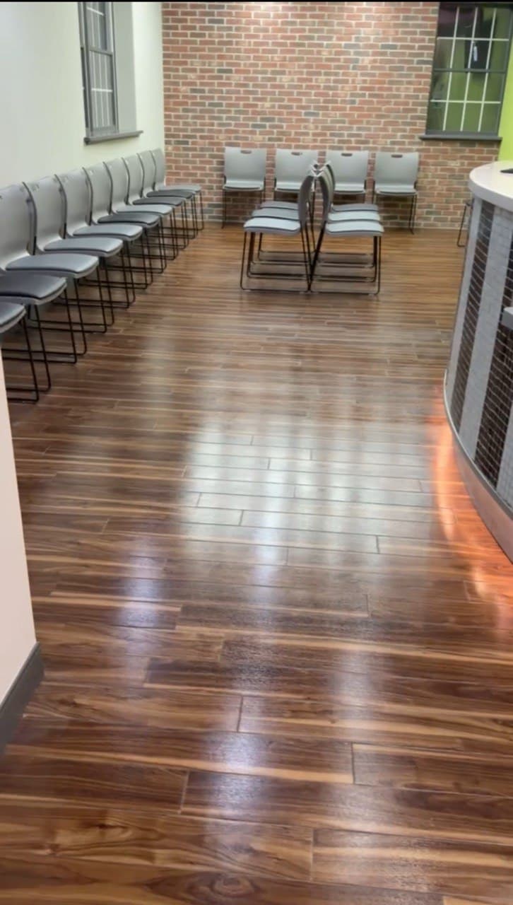 Commercial floor after CT Cleaning strip & wax